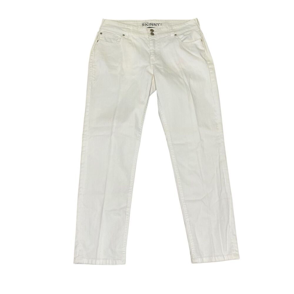 New York & Co White Skinny Jeans Low Rise Stretch Denim Pants Crop Women Size 10